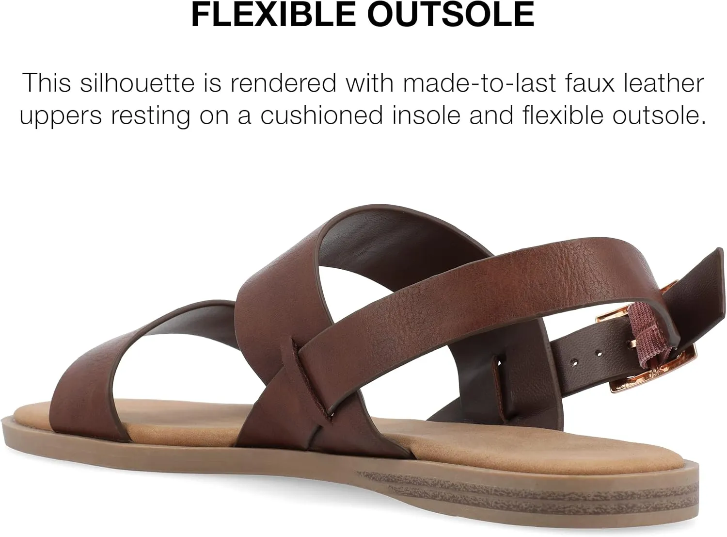 Journee Womens and Lavine Multi Strap Flat Sandals