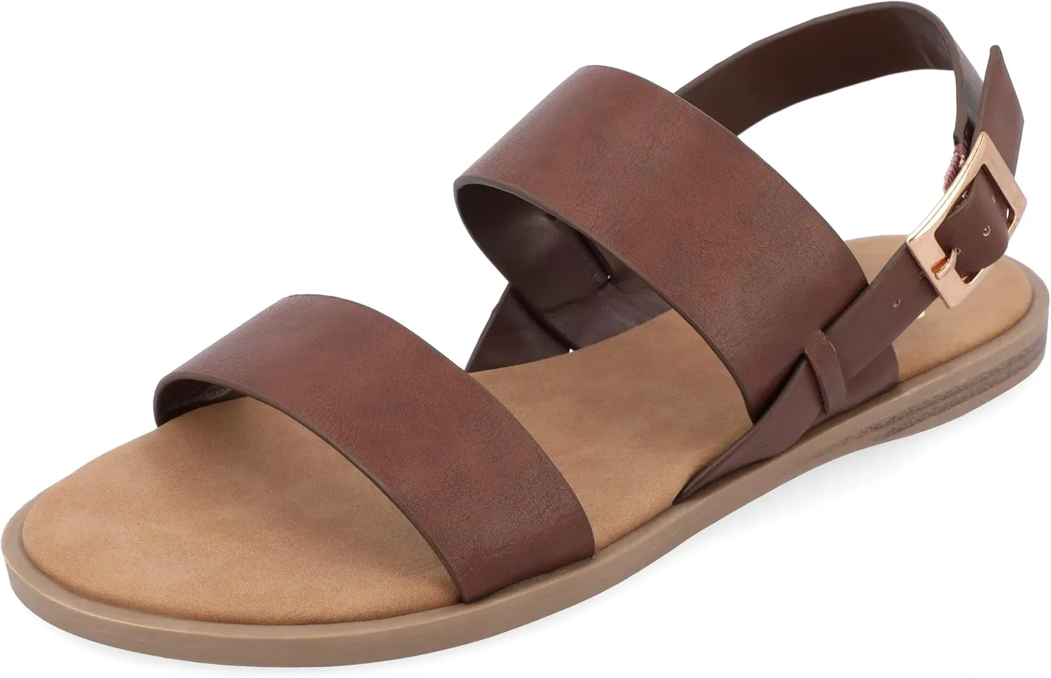 Journee Womens and Lavine Multi Strap Flat Sandals