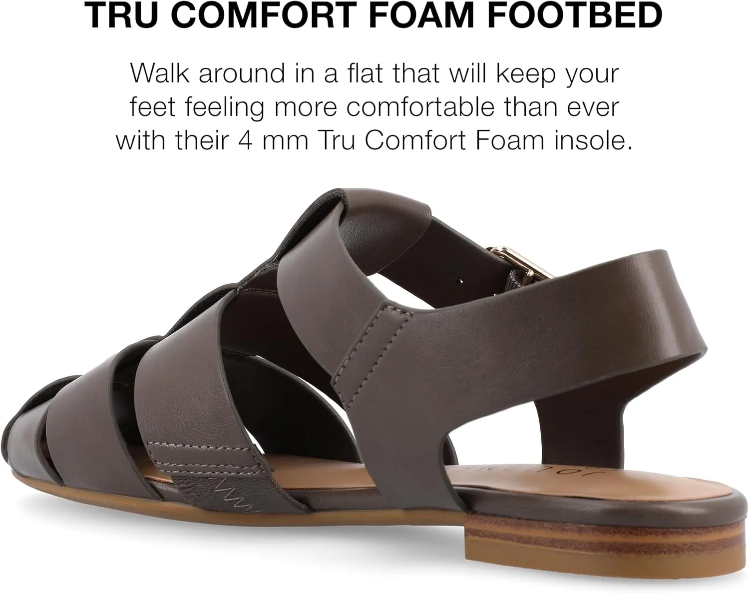 Journee Womens Cailinna Tru Comfort Foam Caged Buckle Square Toe Flats