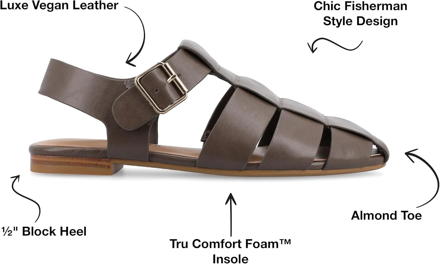 Journee Womens Cailinna Tru Comfort Foam Caged Buckle Square Toe Flats