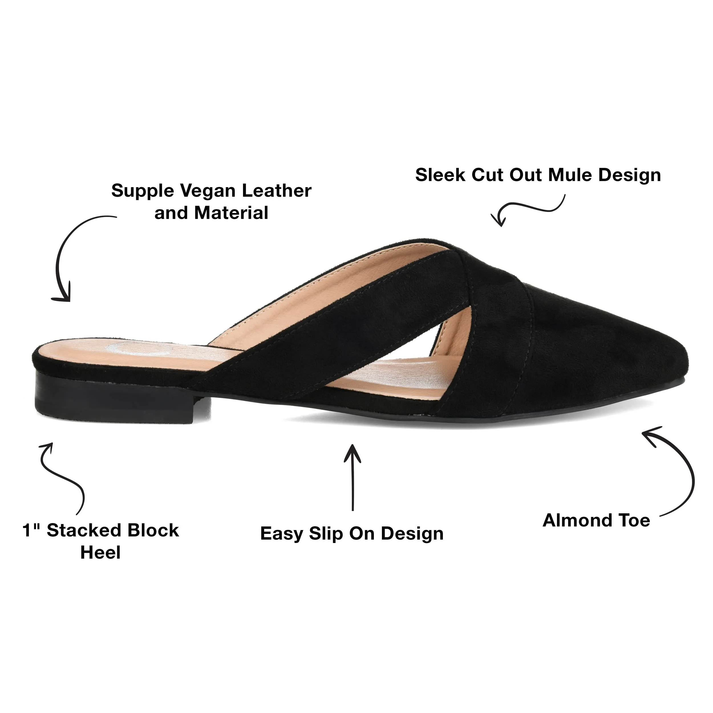 Journee Women's Giada Mule Flats Black, 9