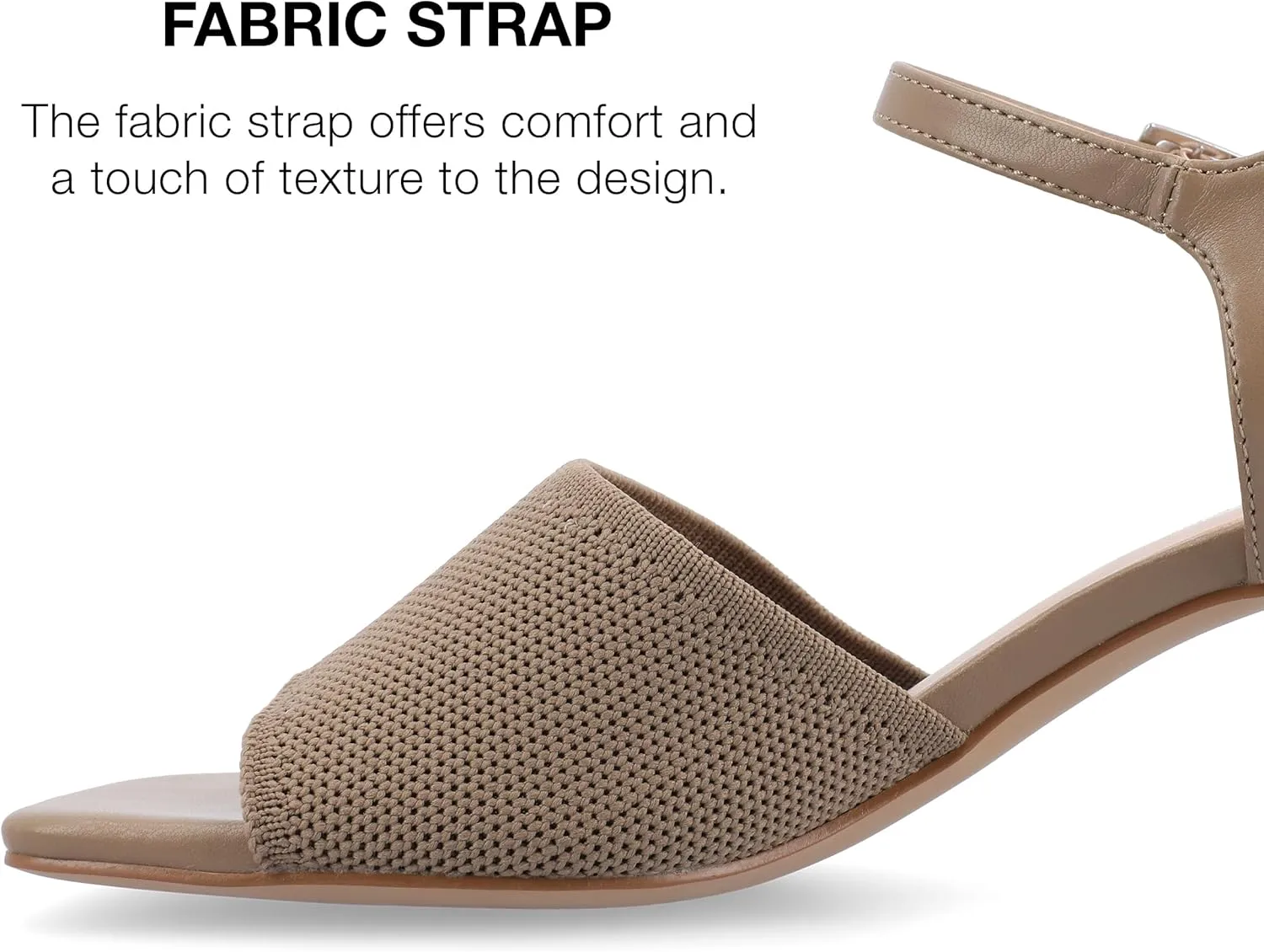 Journee Womens Knit Buckle Ankle Strap Covered Block Heel Open Square Toe Evylinn Comfort Foam Sandals