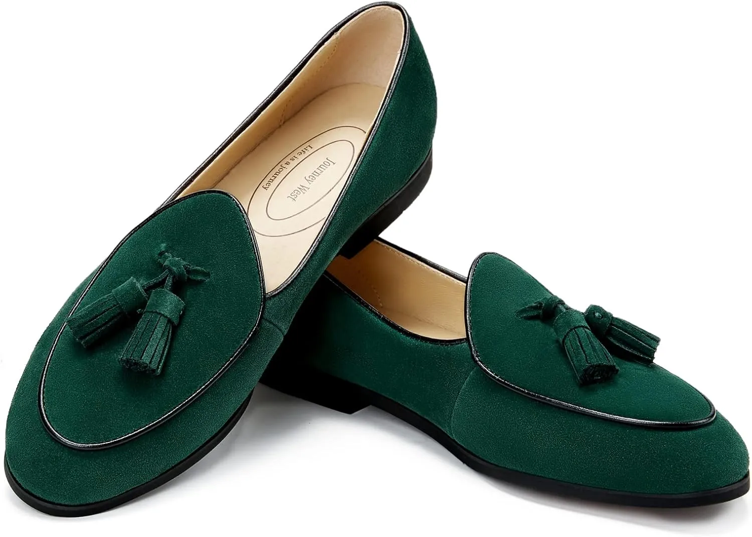 Journey West Suede Tassel Loafer for Women Slip-on Belgian Penny Loafers Shoes for Women in Many Colors
