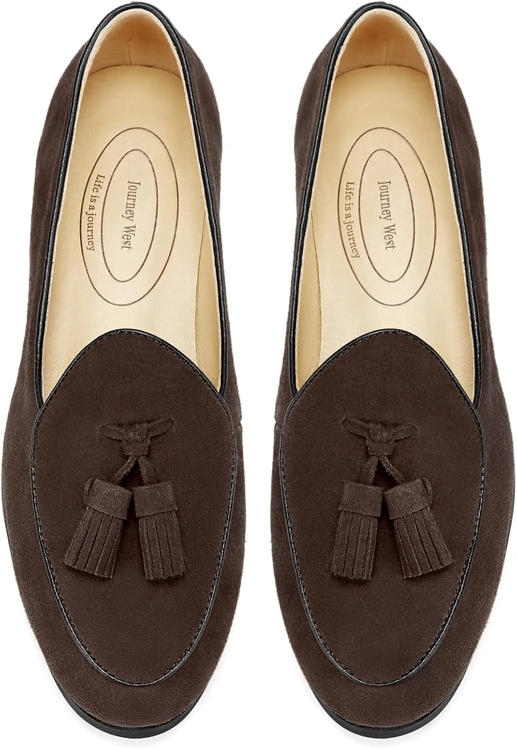 Journey West Suede Tassel Loafer for Women Slip-on BelgianLoafers Shoes