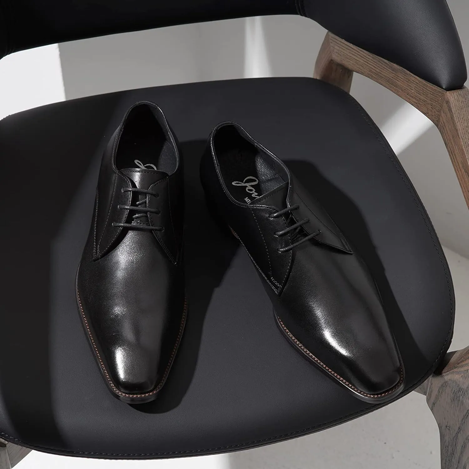 Jousen Men's Dress Shoes Leather Formal Business Oxford Derby Shoes Brogue Wingtip Retro Dress Shoes for Men