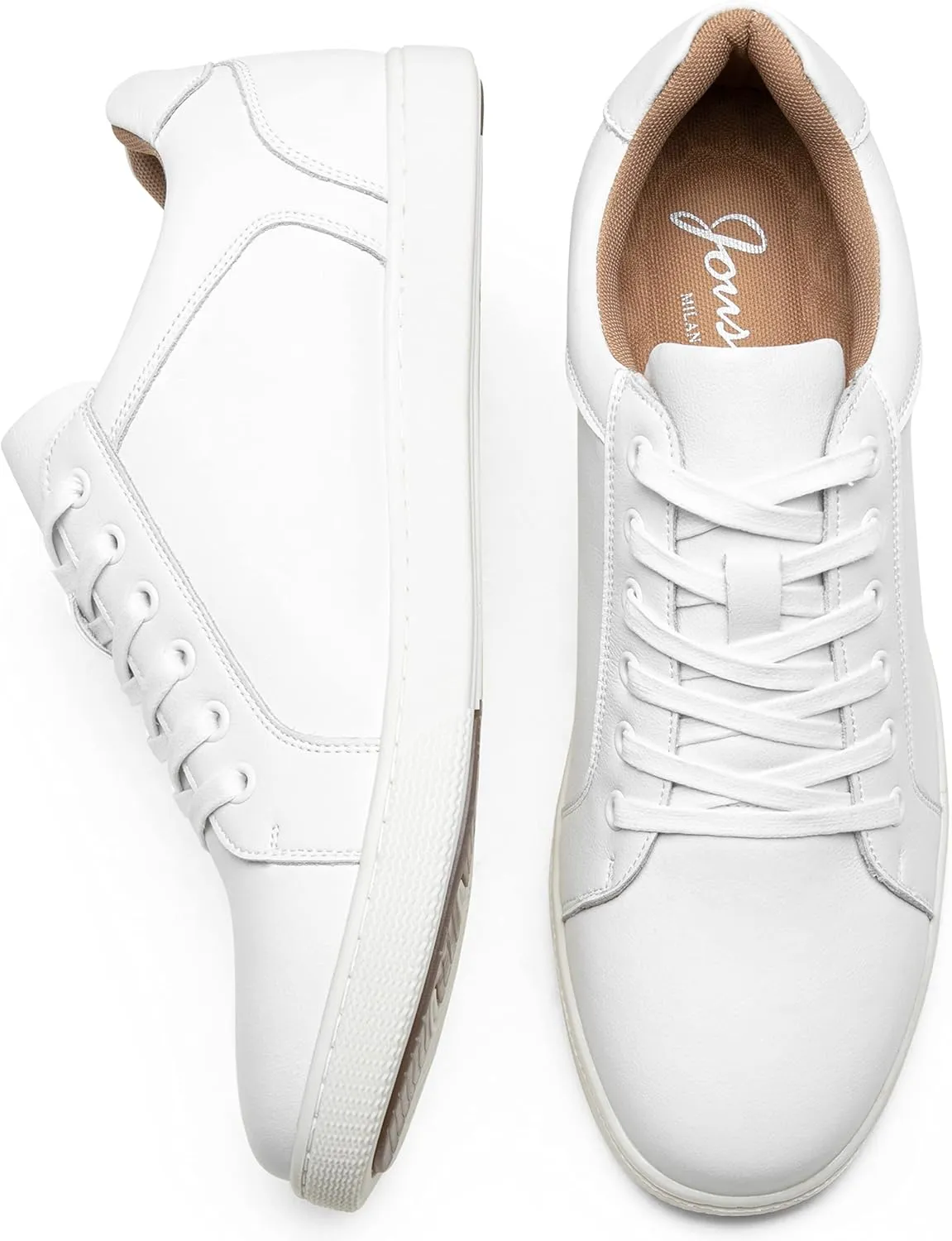 Jousen Men's Sneakers Leather Casual Shoes for Men Business Lace Up Dress Sneaker Mens Shoe