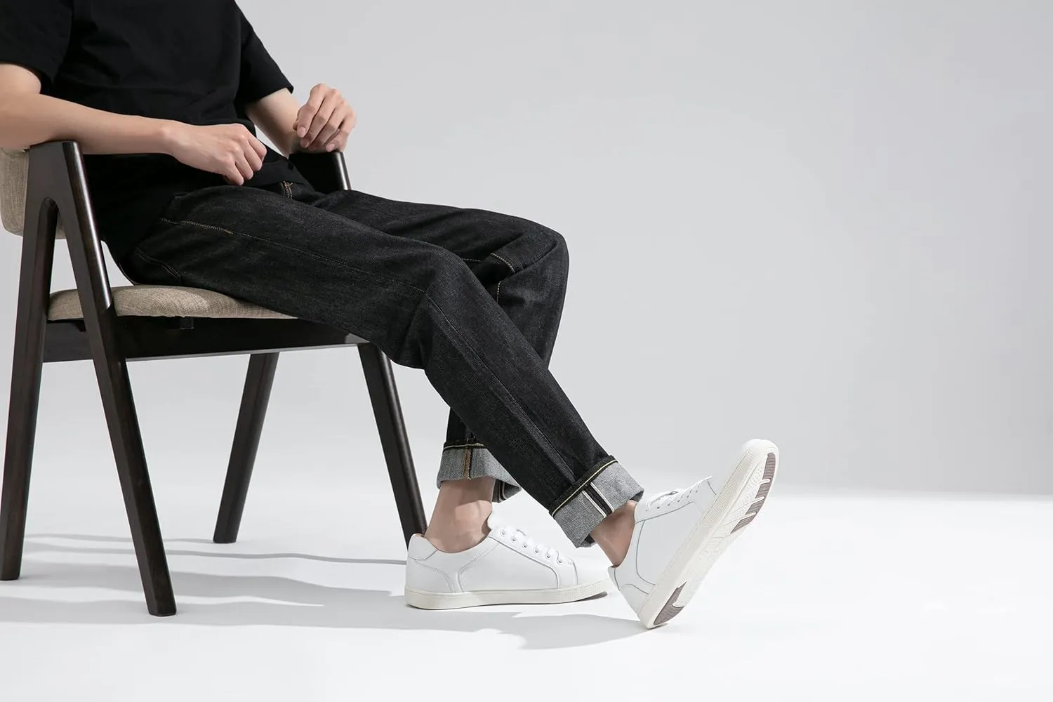 Jousen Men's Sneakers Leather Casual Shoes for Men Business Lace Up Dress Sneaker Mens Shoe