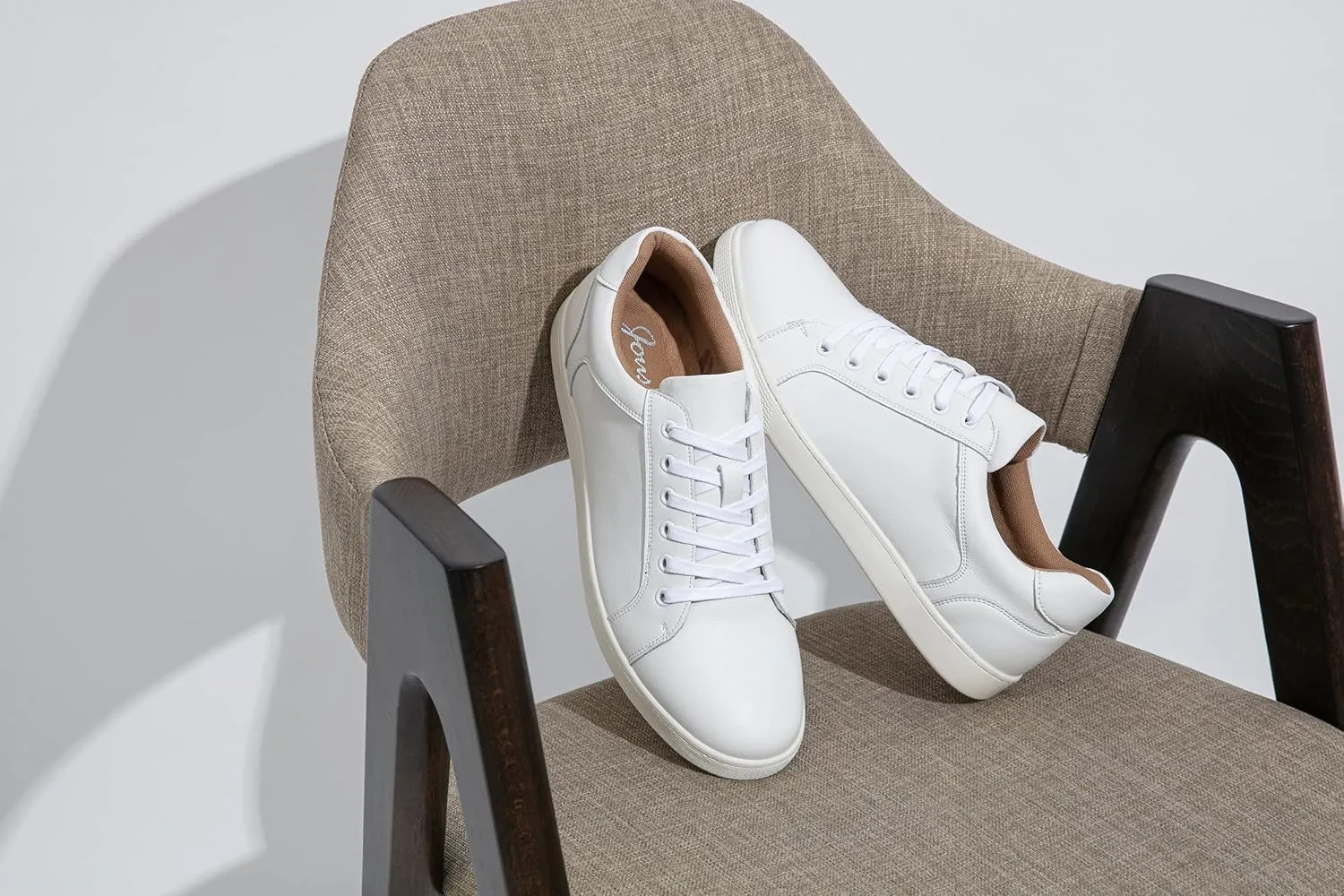 Jousen Men's Sneakers Leather Casual Shoes for Men Business Lace Up Dress Sneaker Mens Shoe