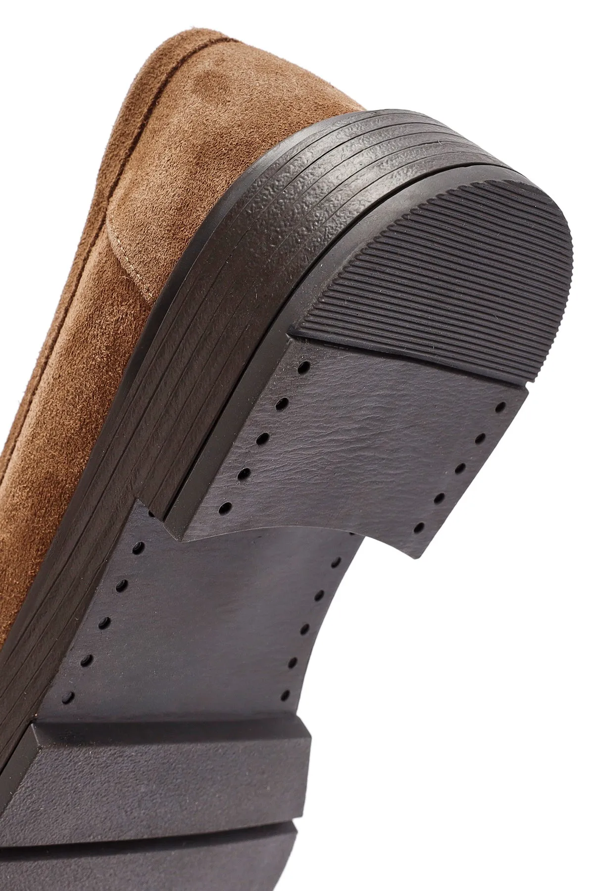 Kadın Kahverengi Toka Detaylı Süet Deri Maskülen Loafer