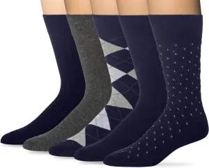 KM Legend Men's Dress Socks Classic Fine Lightweight for Formal and Casual Wear (5 Pair Pack)