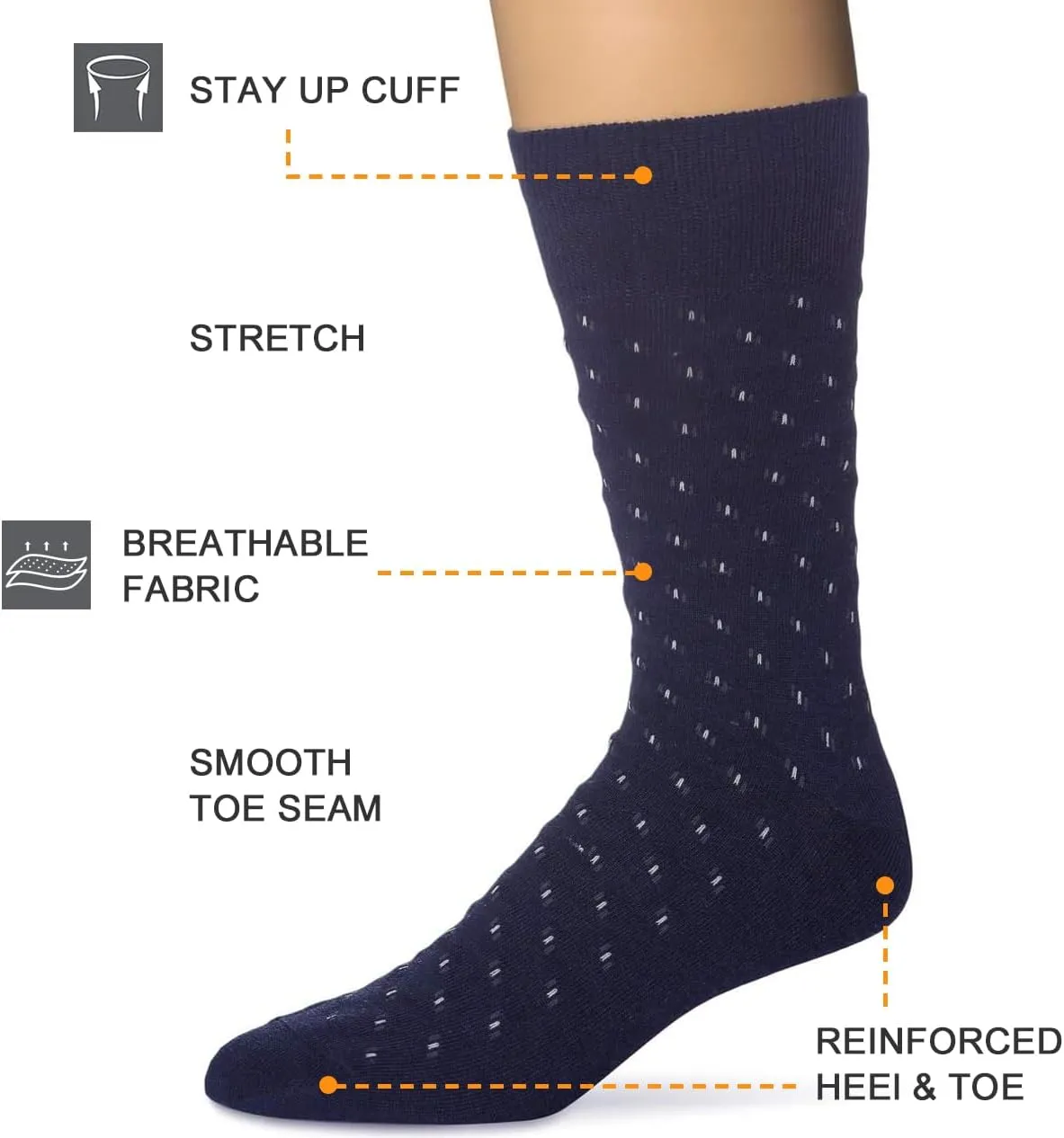 KM Legend Men's Dress Socks Classic Fine Lightweight for Formal and Casual Wear (5 Pair Pack)