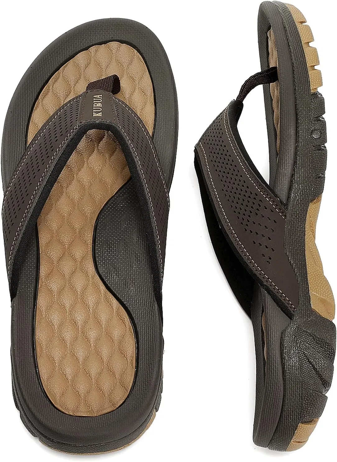 KUBUA Men's Beach Flip-Flops Water Sandals Outdoor Athletic Thong Sandal Slippers