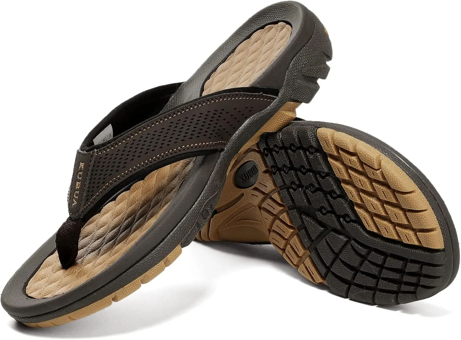 KUBUA Men's Beach Flip-Flops Water Sandals Outdoor Athletic Thong Sandal Slippers