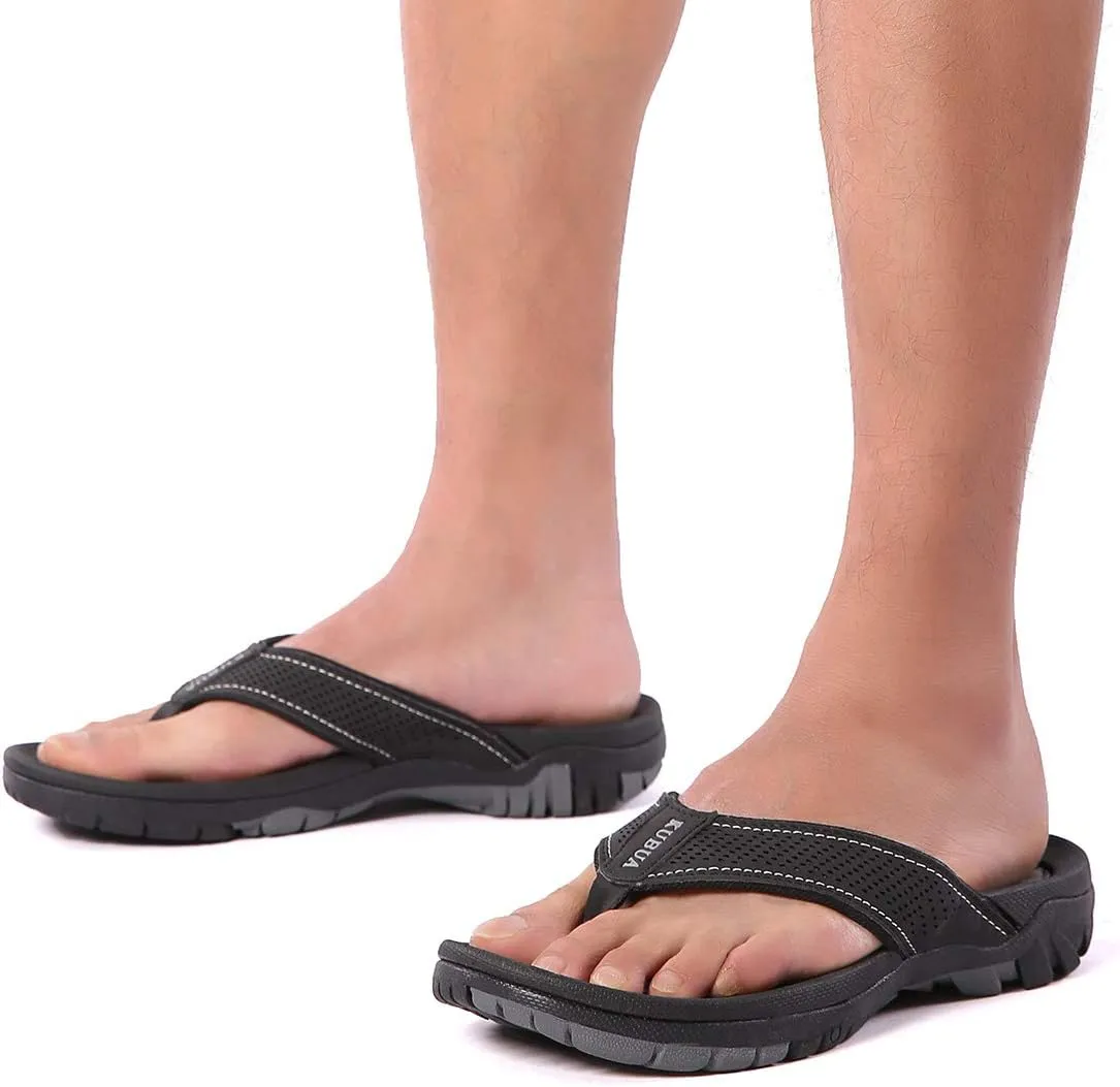 KUBUA Men's Beach Flip-Flops Water Sandals Outdoor Athletic Thong Sandal Slippers