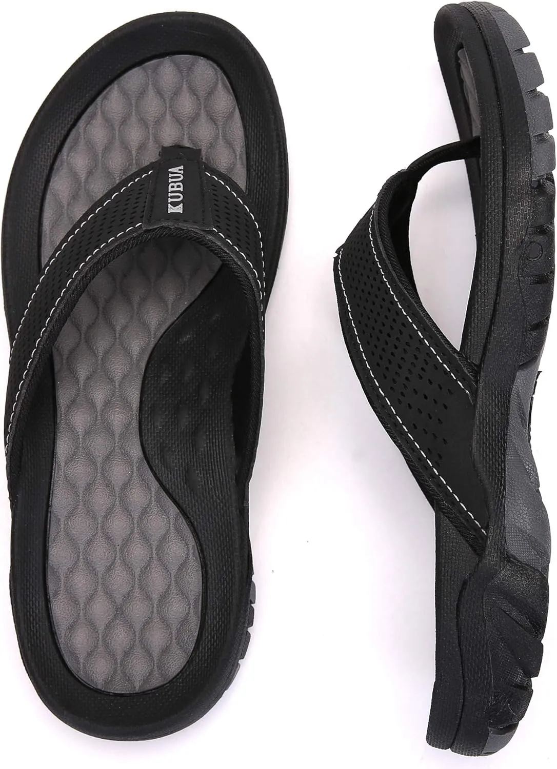 KUBUA Men's Beach Flip-Flops Water Sandals Outdoor Athletic Thong Sandal Slippers