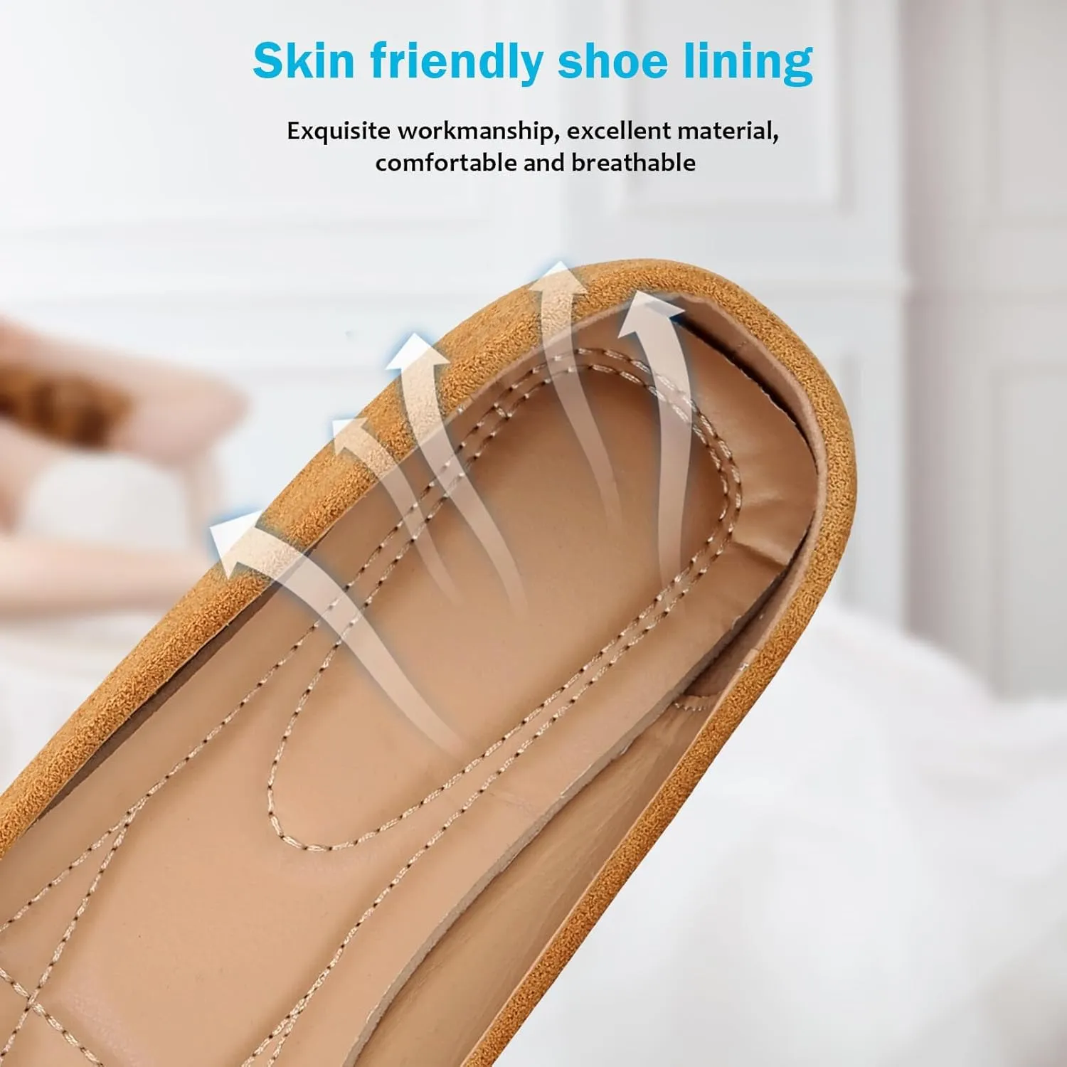 KUNWFNIX Women's Ballet Flats Crystal Wedding Ballerina Shoes Pointed Toe Pearl Diamond Low Heel Comfortable Dressy Work Business Dance Flats