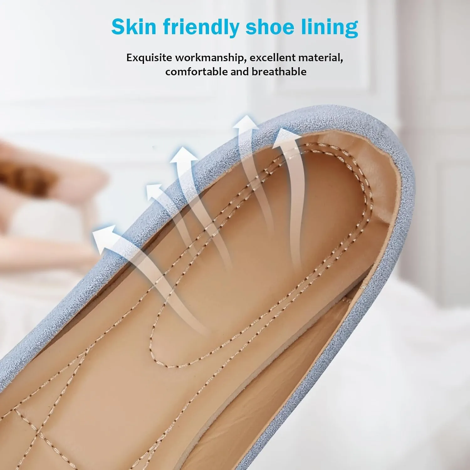 KUNWFNIX Women's Ballet Flats Crystal Wedding Ballerina Shoes Pointed Toe Pearl Diamond Low Heel Comfortable Dressy Work Business Dance Flats