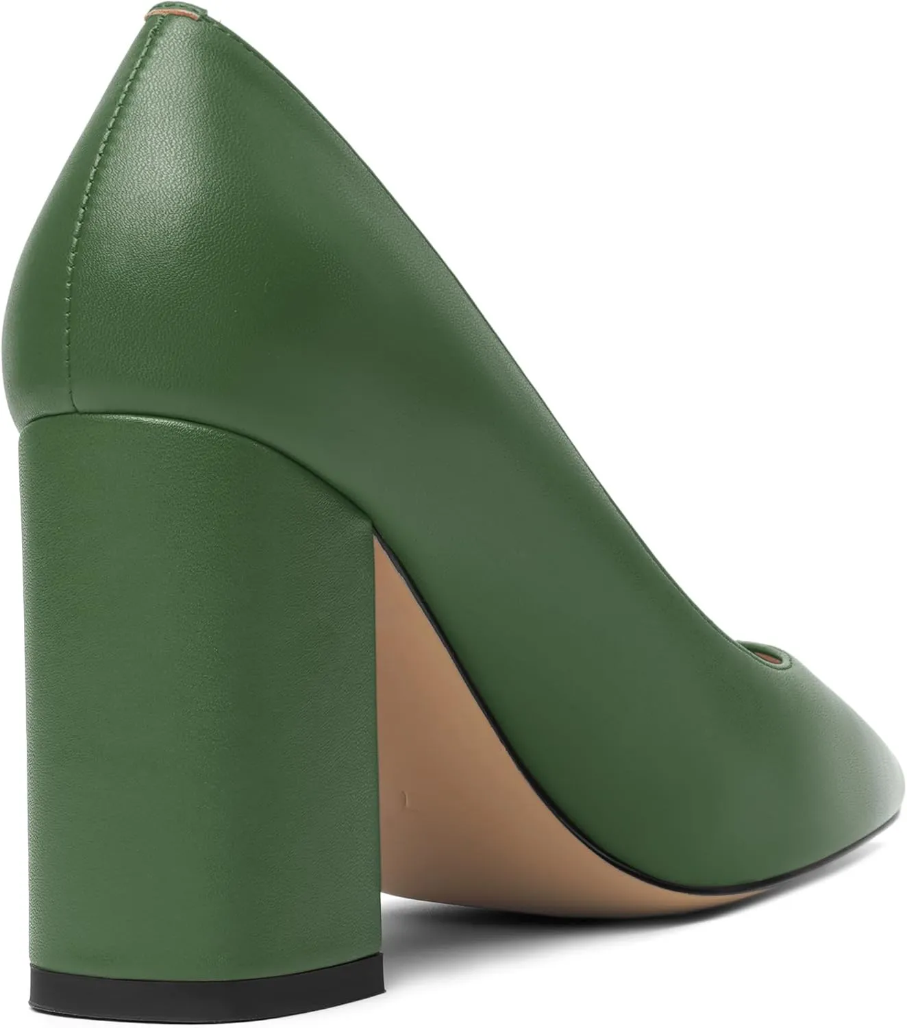 KUOARN Womens Office Formal Pointed Toe Solid Matte Slip On Block High Heel Pumps Shoes 3.3 Inch