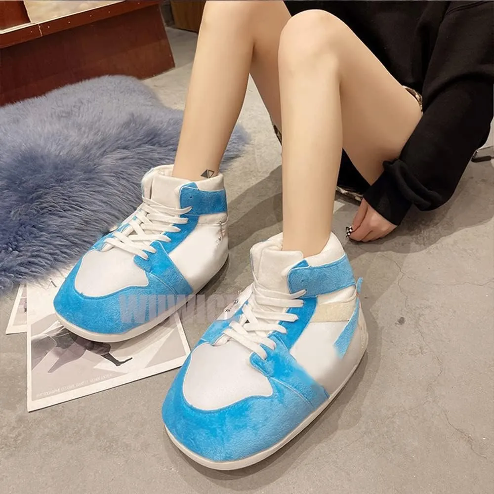 LAPRBY High Top Sneaker Slippers Unisex One-Size Ultra Comfy and Cozy House Fluffy Jordan Like Slippers for Men and Women