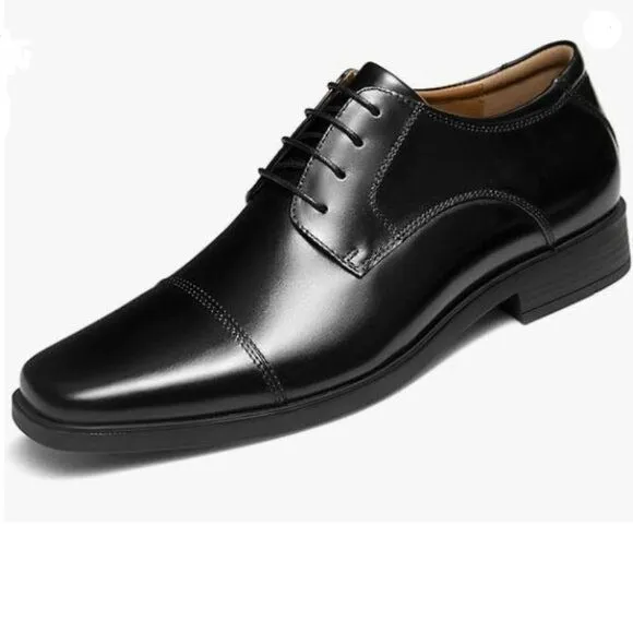 LEIZILEI  Leather Dress Shoes Formal Business Shoes for Men Black