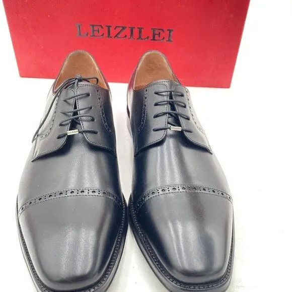 LEIZILEI  Leather Dress Shoes Formal Business Shoes for Men Black