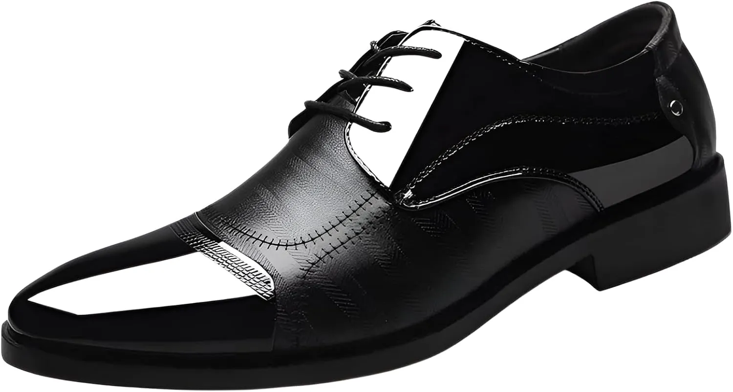 lilaBelle]【Formal Shoes for Men Wedding-Ready Business Oxfords, Big Size Breathable Dress with Non-Slip Rubber Sole, Spring 2024 Comfortable Office for Wide Feet (Synthetic Leather)