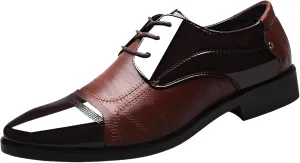 lilaBelle]【Formal Shoes for Men Wedding-Ready Business Oxfords, Big Size Breathable Dress with Non-Slip Rubber Sole, Spring 2024 Comfortable Office for Wide Feet (Synthetic Leather)
