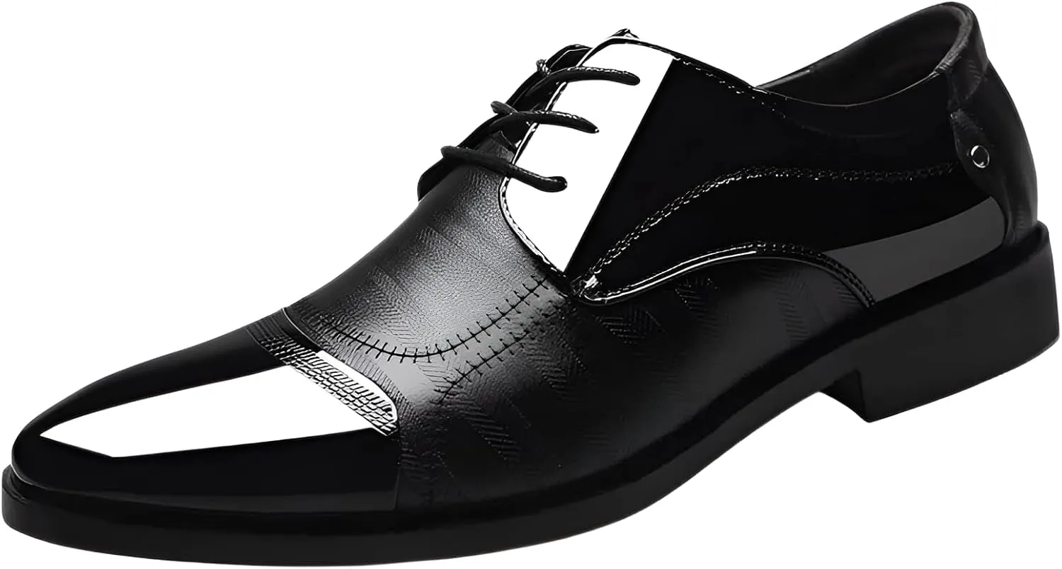 lilaBelle]【Formal Shoes for Men Wedding-Ready Business Oxfords, Big Size Breathable Dress with Non-Slip Rubber Sole, Spring 2024 Comfortable Office for Wide Feet (Synthetic Leather)