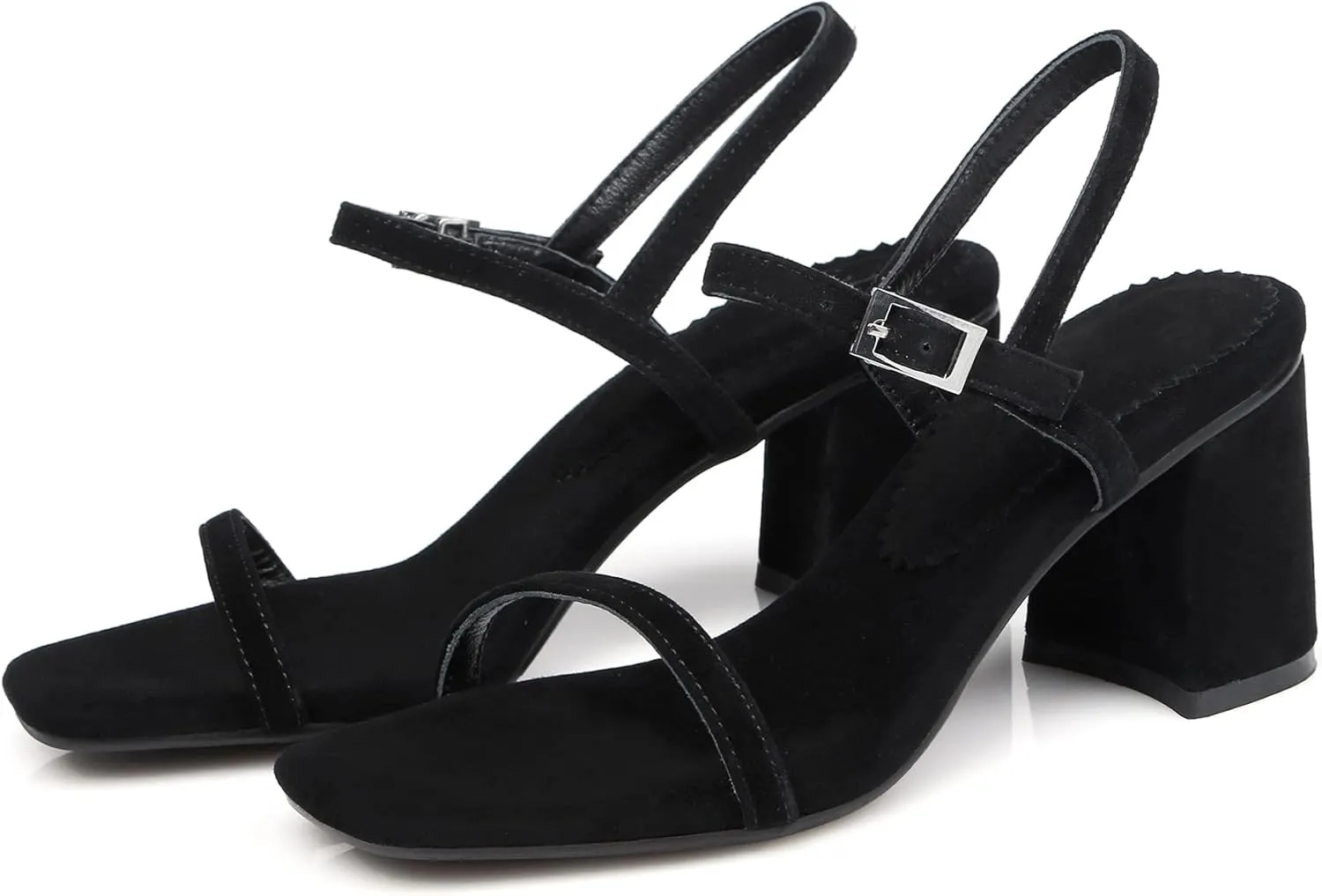 LISYIIZ Womens SS448 Formal Professional Retro Sheepskin Mid Block Heeled Sandals