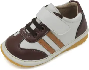 Little Mae's Boutique Sneaker Squeaky Shoes for Toddler Boys, Ideal Toddler Walking Shoes with Removable Squeaker and Adjustable Strap - Flexible Sole Baby Shoes