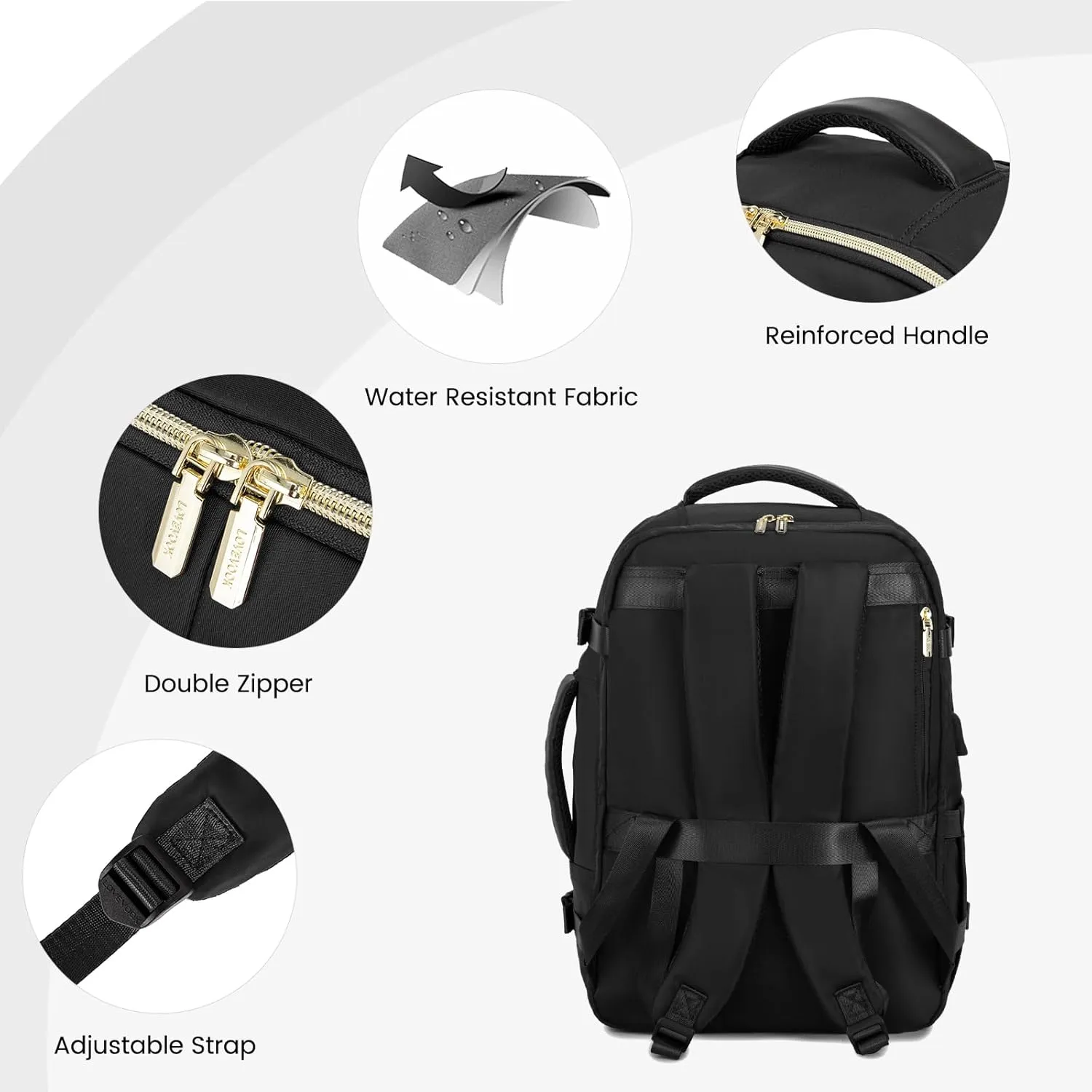 LOVEVOOK Travel Backpack for Women & Men, 45L Carry On Backpack, Personal Item Bag with 3 Packing Cubes, Business Weekender Overnight Luggage Daypack, Fits 18 Inch Laptop, Black