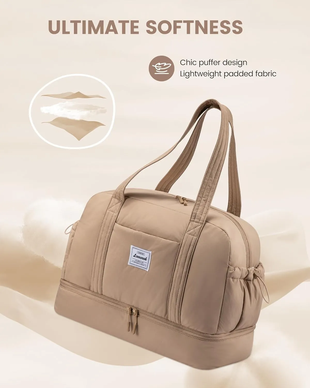 LOVEVOOK Weekender Bags for Women Travel Duffle Bag with Shoe Compartment, Carry on Overnight Bag Set