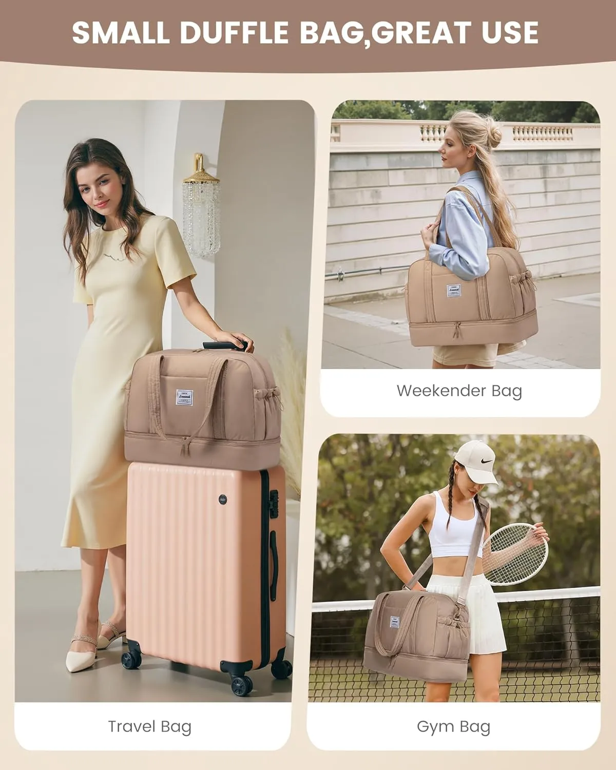 LOVEVOOK Weekender Bags for Women Travel Duffle Bag with Shoe Compartment, Carry on Overnight Bag Set