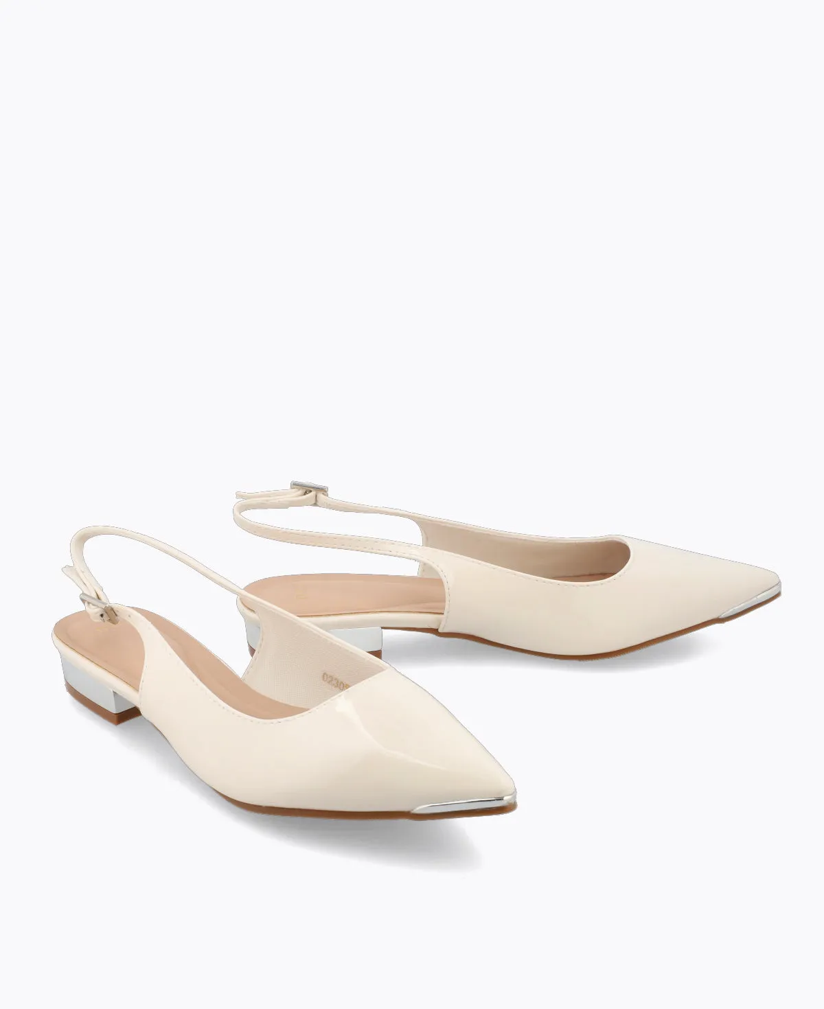 Lucia Slingback Flat Pumps - Beige