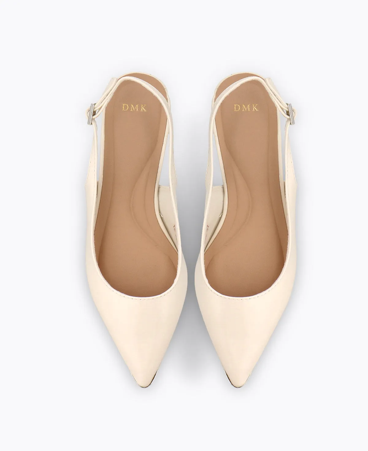 Lucia Slingback Flat Pumps - Beige