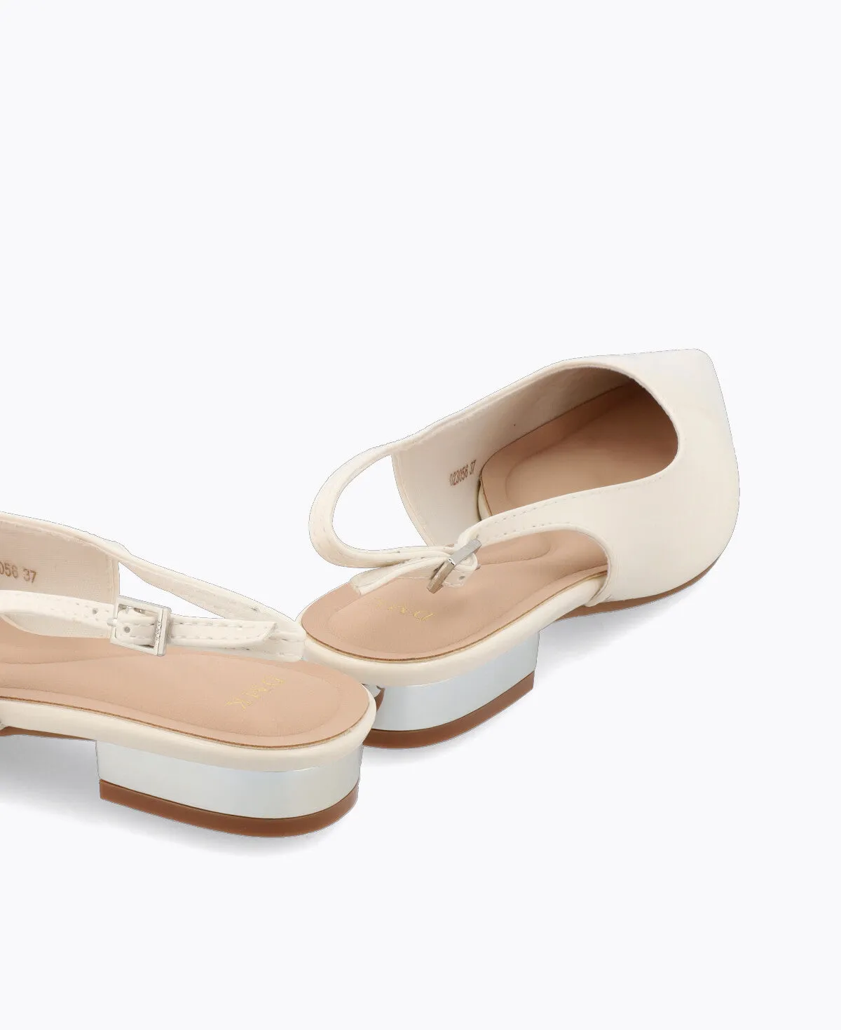 Lucia Slingback Flat Pumps - Beige