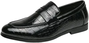 Luxury Genuine Leather Men's Oxford Shoes, Business Dress Shoes, Italian Crocodile Pattern Wedding Loafers, Elegant Men's Footwear