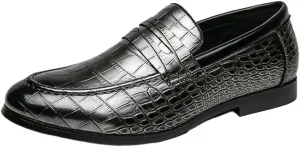 Luxury Genuine Leather Men's Oxford Shoes, Business Dress Shoes, Italian Crocodile Pattern Wedding Loafers, Elegant Men's Footwear