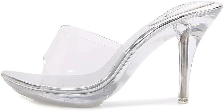 MAIERNISI JESSI Clear Heels for Women Sandals Transparent Sexy Stilletos Heels Slip on Wedding Dress Heel Mules
