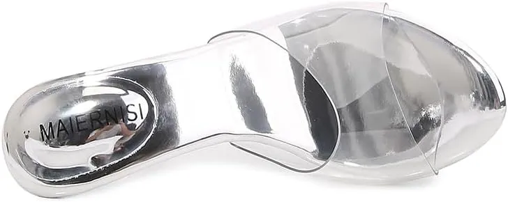 MAIERNISI JESSI Clear Heels for Women Sandals Transparent Sexy Stilletos Heels Slip on Wedding Dress Heel Mules