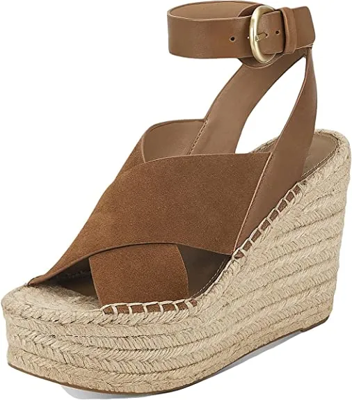 Marc Fisher LTD Womens Abacia Suede Wedge Sandals Brown 9 Medium (B,M)
