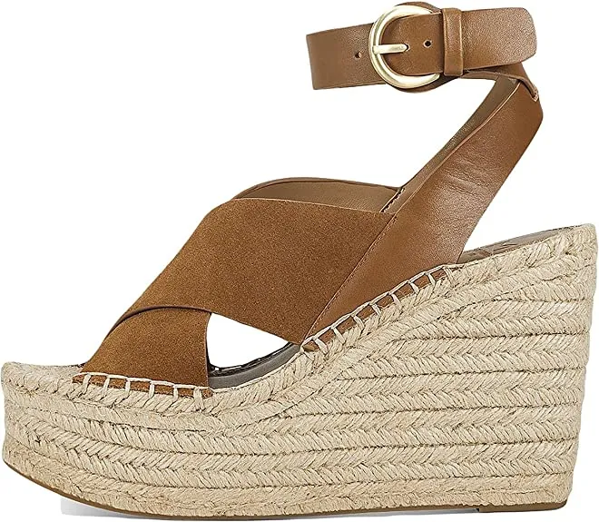 Marc Fisher LTD Womens Abacia Suede Wedge Sandals Brown 9 Medium (B,M)