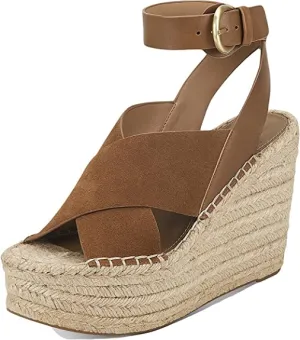 Marc Fisher LTD Womens Abacia Suede Wedge Sandals Brown 9 Medium (B,M)