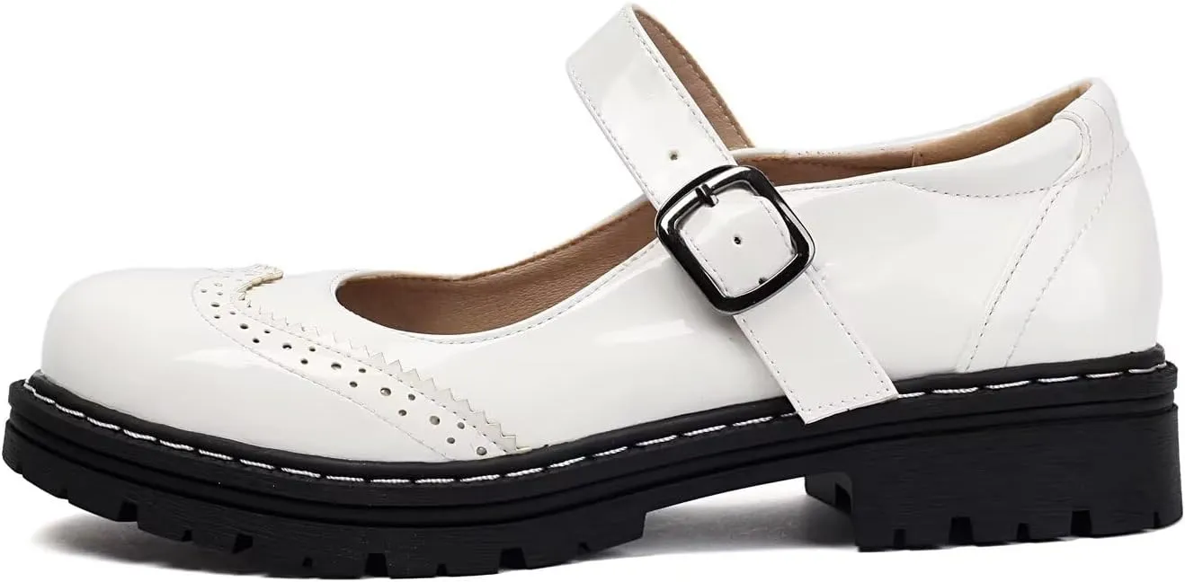 Mary Jane for Women Gothic Oxford Shoes - Flat Shoes, Ankle Tied, Round Toe for Casual Dresses, Work, and Campus