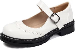 Mary Jane for Women Gothic Oxford Shoes - Flat Shoes, Ankle Tied, Round Toe for Casual Dresses, Work, and Campus
