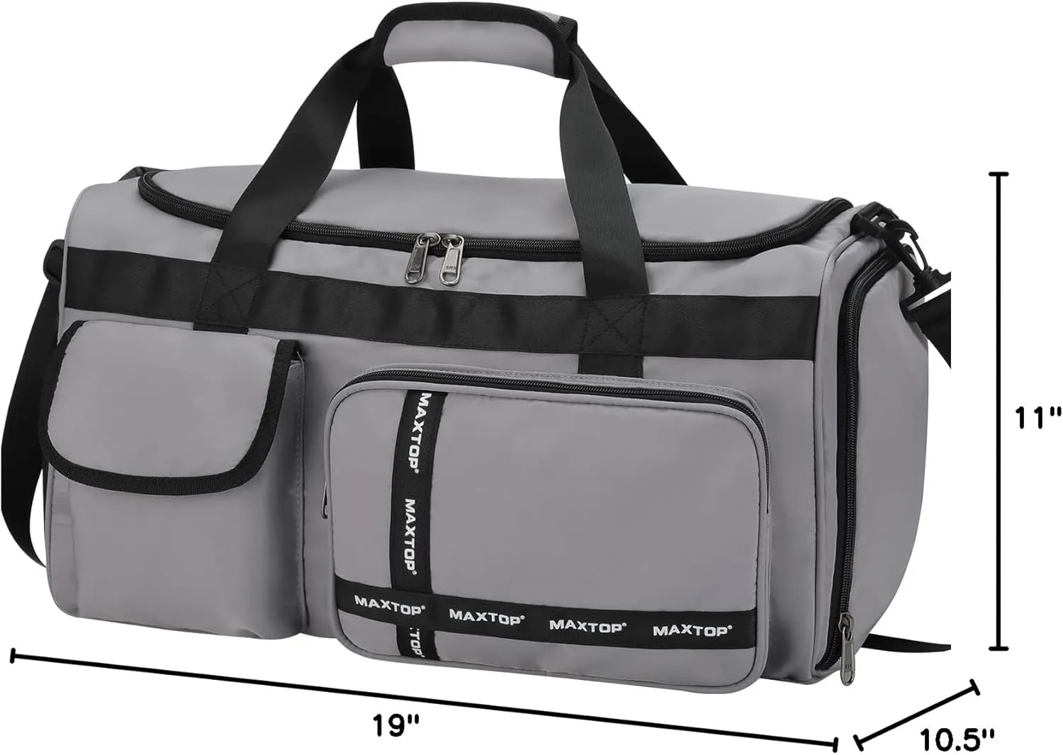 MAXTOP Travel Duffle Bag for Men Women Gym Bag with Shoes Compartment Waterproof Sports Weekend Overnight Travel Bag,Grey
