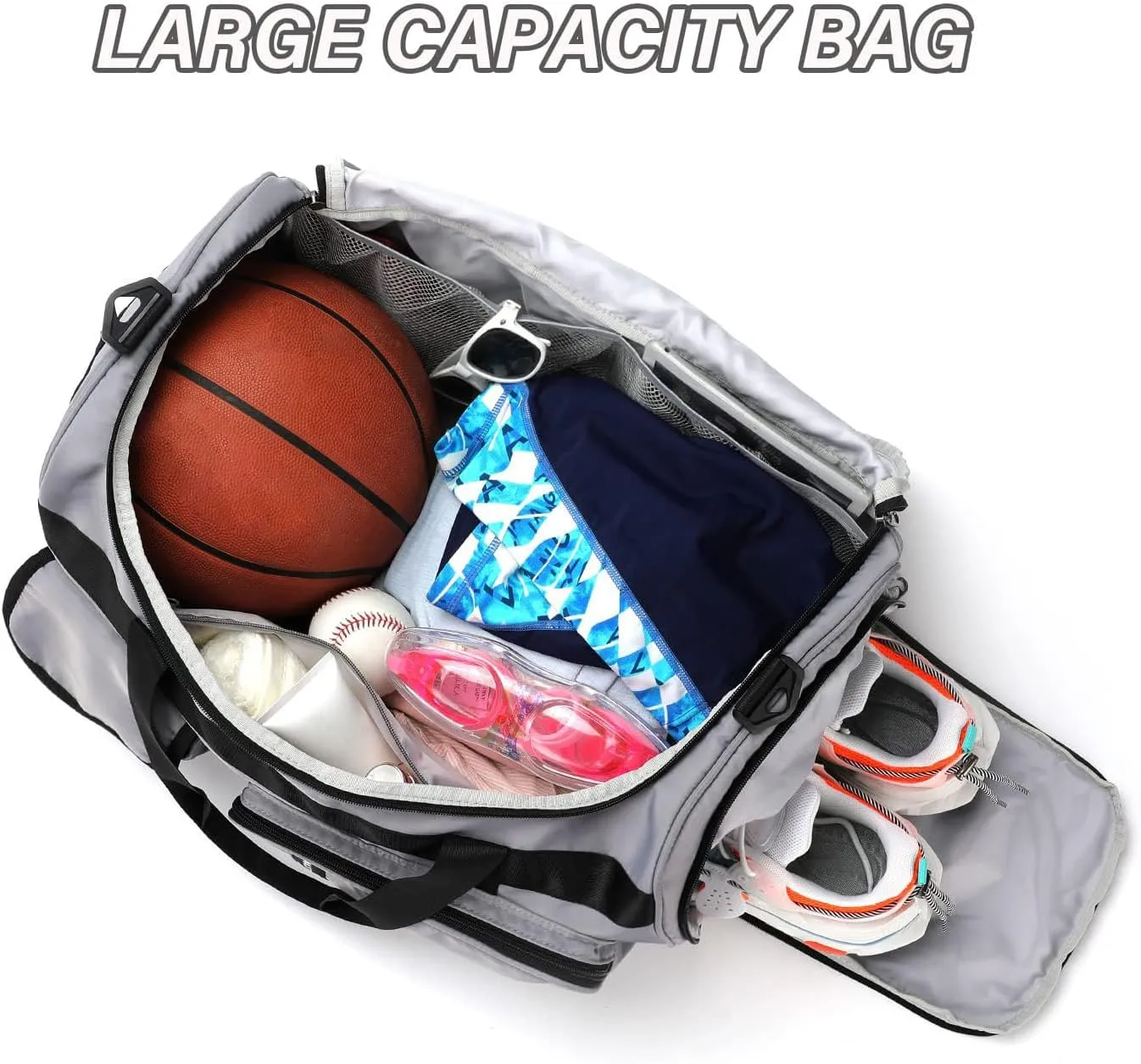 MAXTOP Travel Duffle Bag for Men Women Gym Bag with Shoes Compartment Waterproof Sports Weekend Overnight Travel Bag,Grey