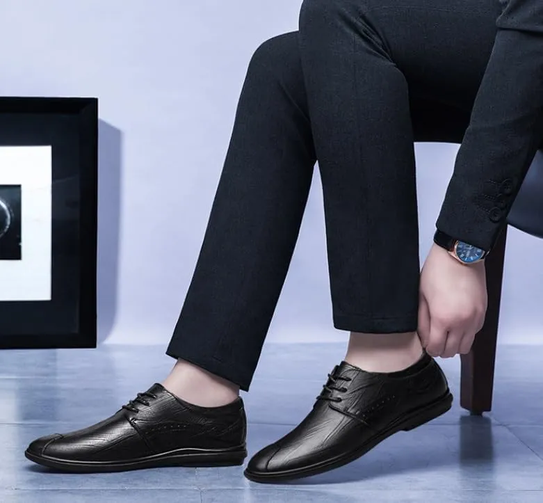 Men Casual Wedding Faux Patent Derby Shoe Mens Lace-Up Lightweight Casual Walking Dress Shoes