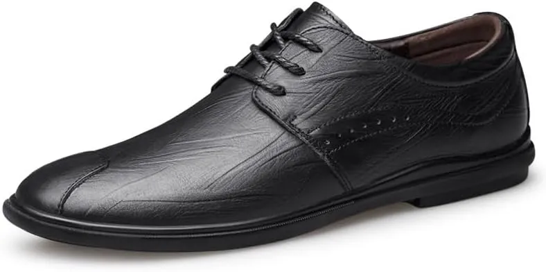 Men Casual Wedding Faux Patent Derby Shoe Mens Lace-Up Lightweight Casual Walking Dress Shoes