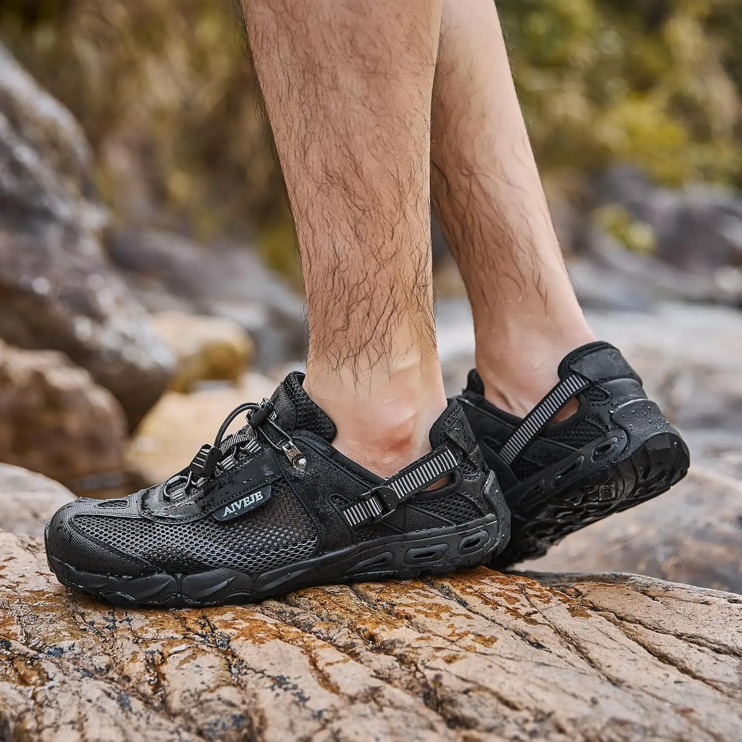 Men’s Amphibious Water Shoes - Summer Hiking Athletic Water Sandals Closed Toe Aqua Sneakers